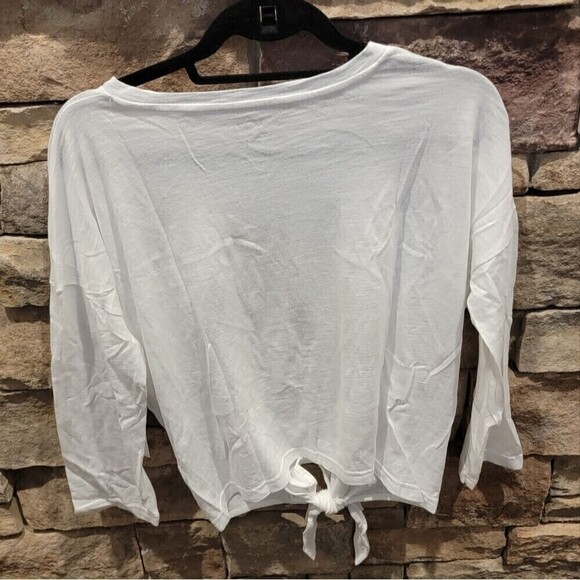 Banana Republic Long Sleeve Relaxed Fit Tie Front Pullover Shirt White Medium - Picture 6 of 8